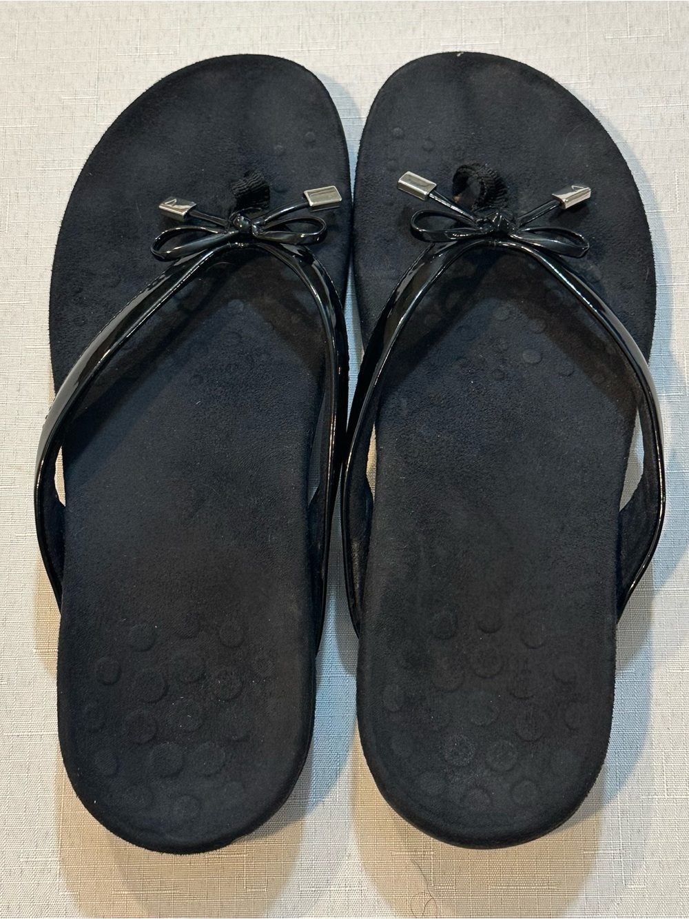 Vionic Black Bow Flip Flop Sandals Womens 8/9